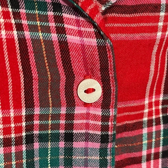 NWT VICTORIA’S SECRET Red Gold Plaid PJ Button Down Sleepwear Top | size Medium - Picture 4 of 8